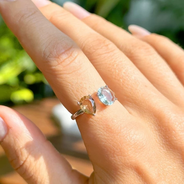 Anel Cristal Citrino Topázio