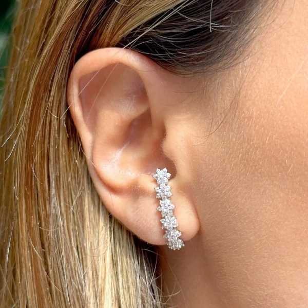 Ear Cuff Flores de Cristais