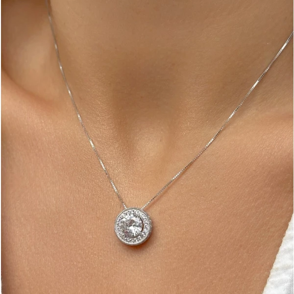 Colar Botão Brilhante