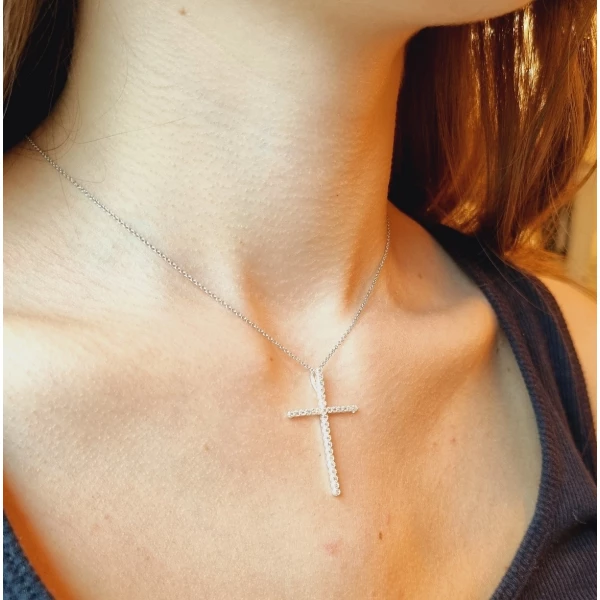Pingente Cruz Zircônias