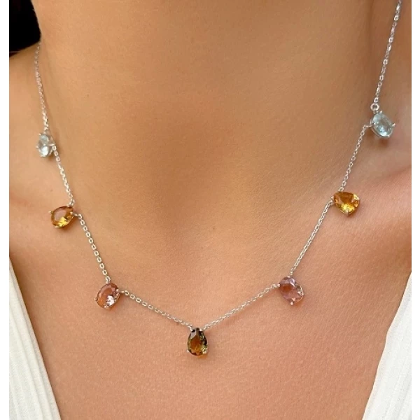 Colar Cristais Coloridos