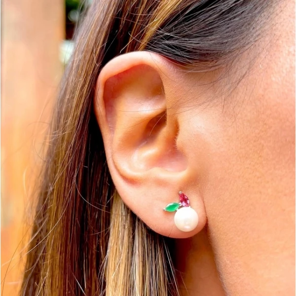 Pérola e Cristais Navetes Esmeralda e Turmalina