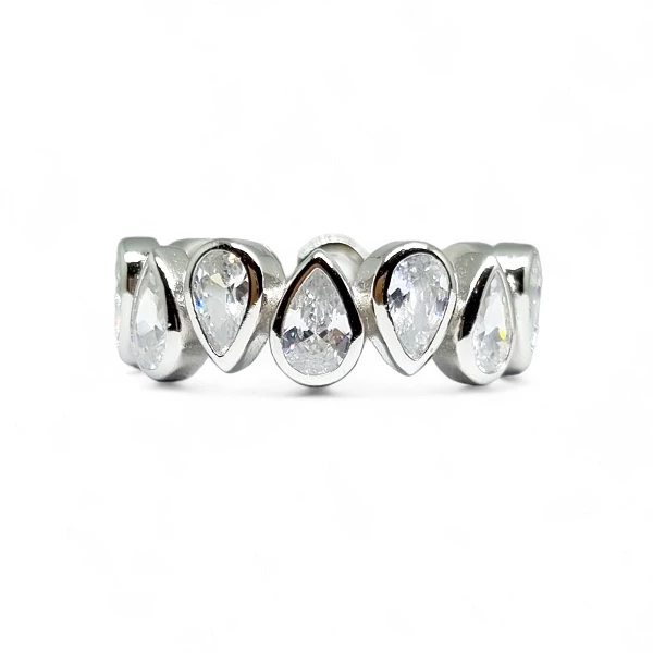 Aliança Pedras Gotas Cristal