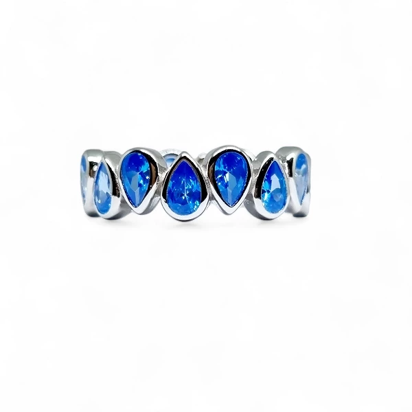 Aliança Pedras Gotas Aqua