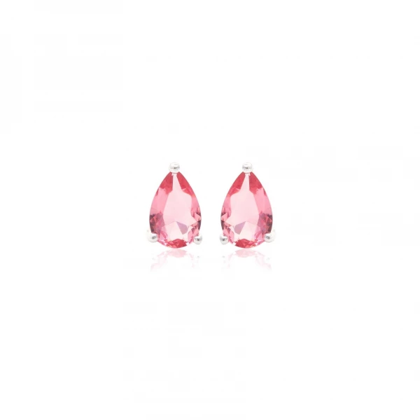 Brinco Cristal Turmalina Rosa em Gota