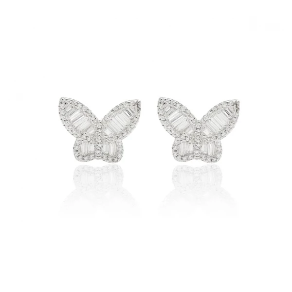 Brinco Borboleta de Cristais em Baguete