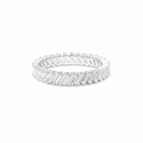 Aliança Fina de Cristais Diagonais