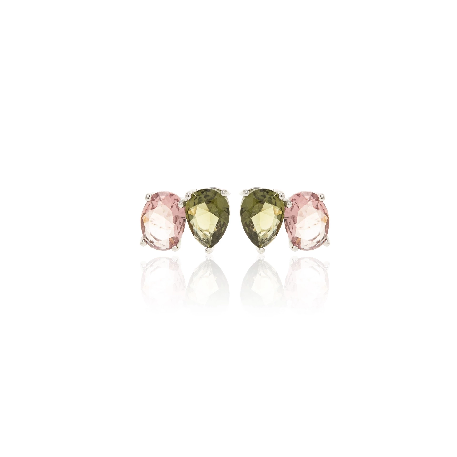 Brinco Cristal Morganita e Peridoto