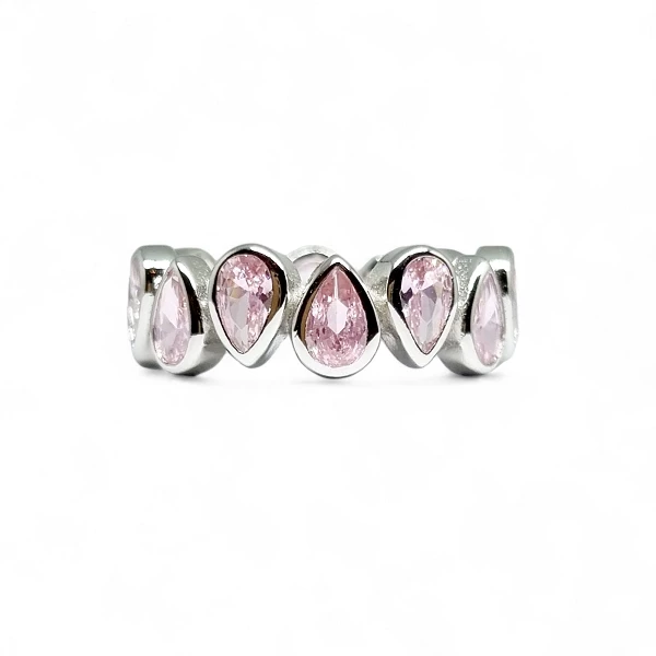 Aliança Pedras Gotas Pink