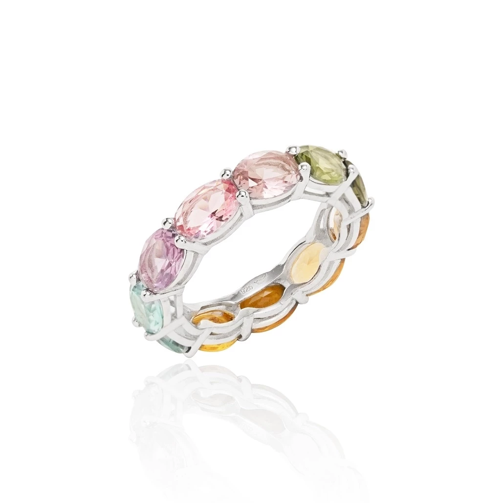 Anel Cristais Cores Degradê em Garra